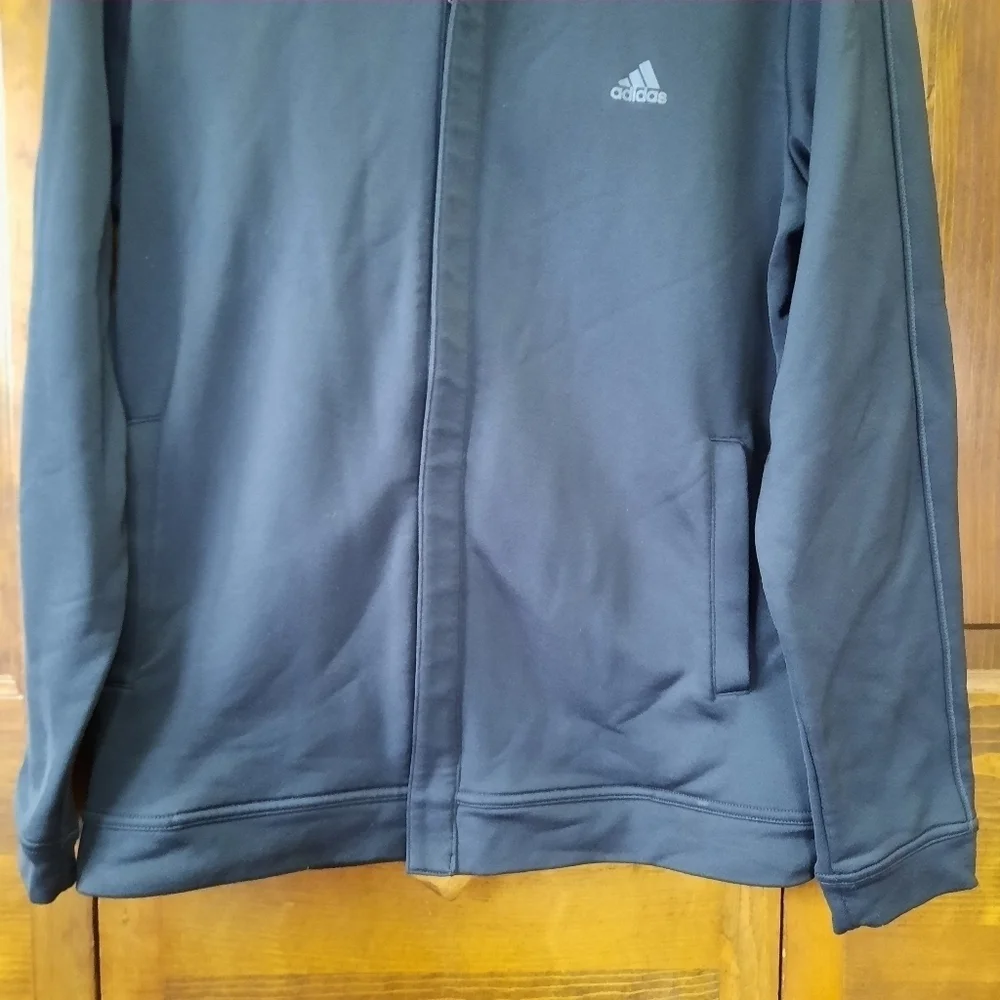 Adidas black zip-up mockneck athletic Activewear Workout jacket Size Medium - Picture 3 of 10